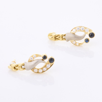 14ct Yellow Gold, Drop Earrings with CZ / Cabochon Cut Sapphires