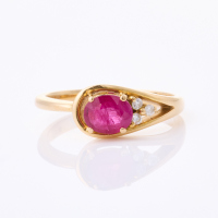 18ct Rose Gold, .61ct Ruby / .04ct Diamond Ring