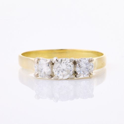 18ct Yellow Gold, Modern , .83ct Diamond Three Stone Ring