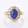 14ct Yellow Gold, 2.40ct Synthetic Star Sapphire /Synthetic Spinel Ring