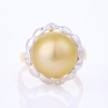 15ct Yellow Gold, Burmese Pearl / .12ct Diamond Ring