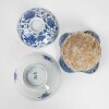 A Japanese Nabeshima blue and white covered bowl+A Japanese blue and white frog on lotus leaf ornament - 2