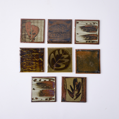 A Set Of Eight Bernard Leach Pottery Tiles