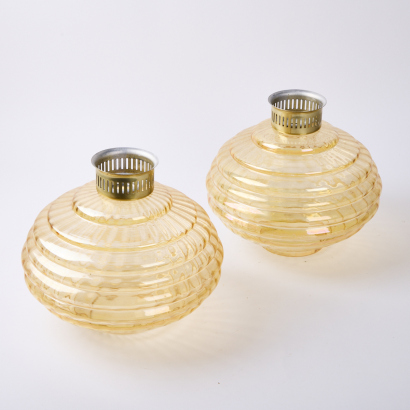 A Pair of Glass Beehive Glass Shades