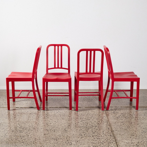 A Set Of Four Coca Cola Emeco 111 Navy Chairs By Philippe Track