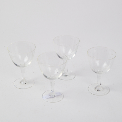 A Collection Of Four Etched Dessert Glasses