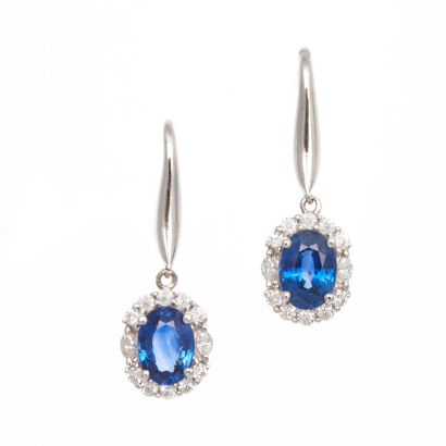 18ct White Gold Sapphire and Diamond Earrings