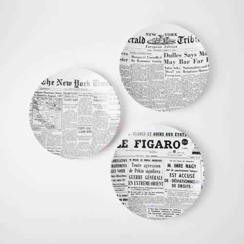 A Trio Of Fornasetti Newspaper Print Plates