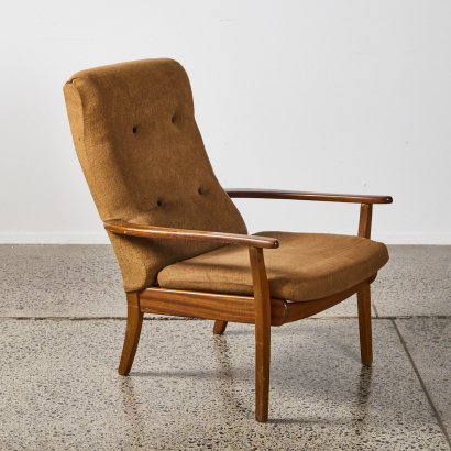 A Mid Century Armchair In Original Upholstery Dated Oct 1965