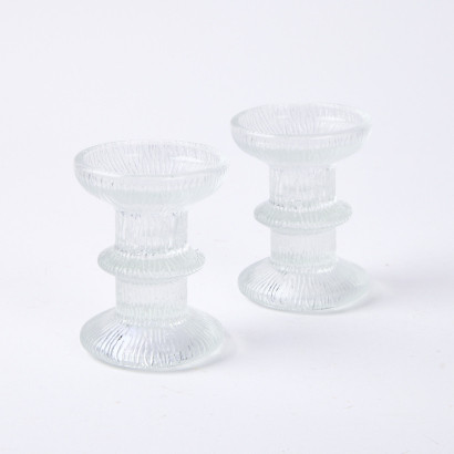 A Pair Of Luminarc Nordic Glass Candle Holders