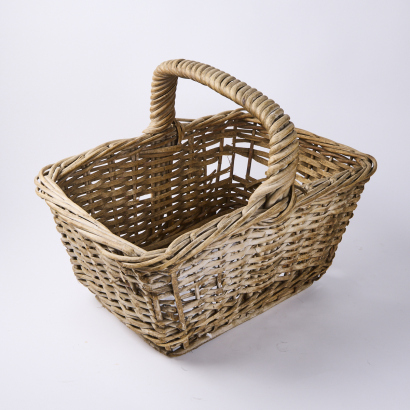 A Vintage Harvest Basket With Metal Grid Base