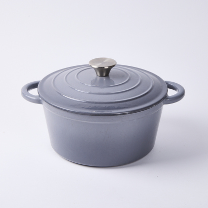 A Grey Cast Iron Casserole Pot