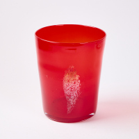 A Large Red Art Glass Planter