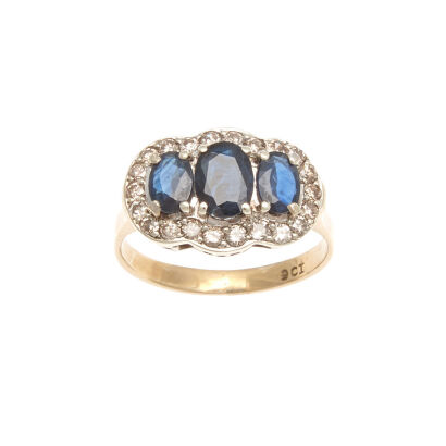 9ct Vintage Sapphire and Diamond Ring