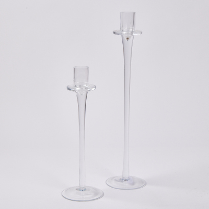 A Pair Of Glass Candle Holders