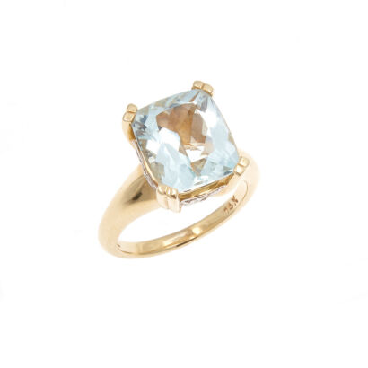 14ct Aquamarine and Diamond Ring