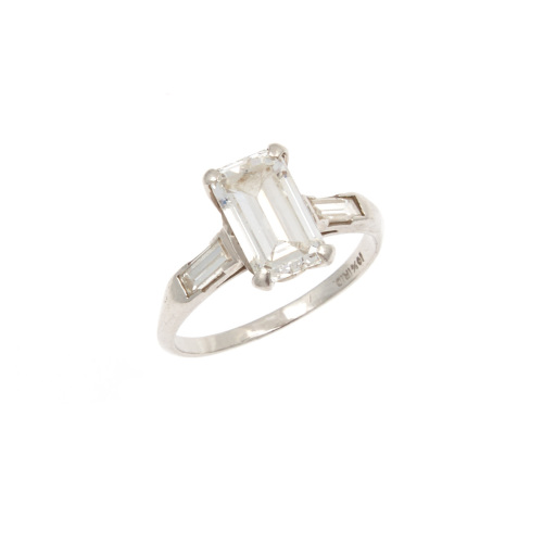 Platinum Emerald Cut Diamond Ring