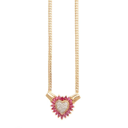 Ruby and Diamond Heart Pendant