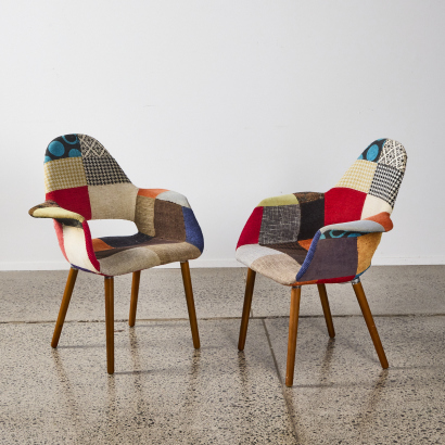 A Pair Of Eames Style Patchwork Occasional Chairs