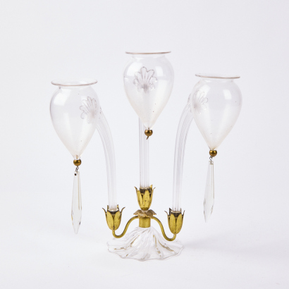 A Trio of Glass Floral Vases