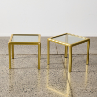 A Pair Of Seventies Brass Side Tables