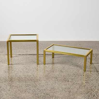 A Pair Of Seventies Brass Occasional Tables