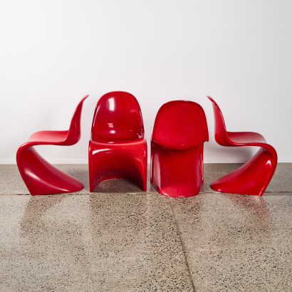 A Set Of Four Fibreglass Panton Chairs By Verner Panton For Vitra