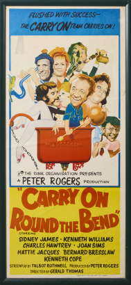 An Original Framed 'Carry On Round The Bend' Movie Advertisement