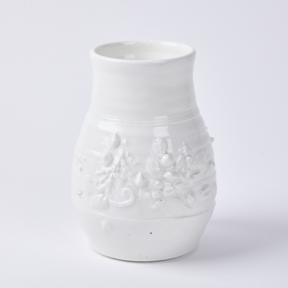 A Shell Motif White Vase From Great Barrier Island