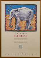 A Vintage Greenpeace Endangered Animals Poster 'The Asian Elephant' by Rosanne Sullivan