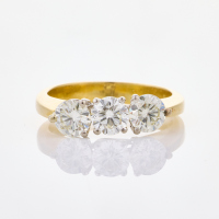 18ct Yellow Gold, Traditional, 2.02ct Three Stone Diamond Ring.