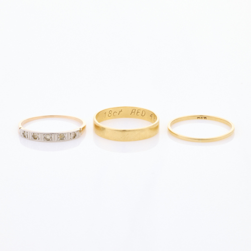 18ct/15ct/9ct Yellow Gold, Plain Band Collection (3 x rings)