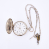 52mm, Silver Rotherhams Manual Wind Hunter Pocket Watch w/Fob Chain & and Key