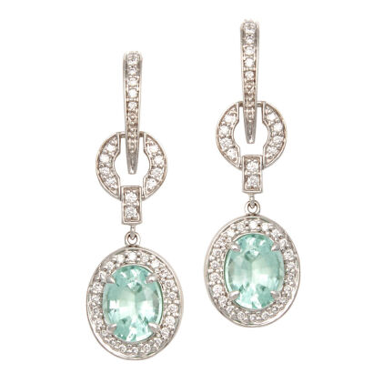 18ct White Gold Green Tourmaline Drop Earrings