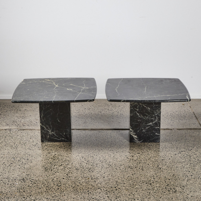 A Pair Of Black Marble Side Tables