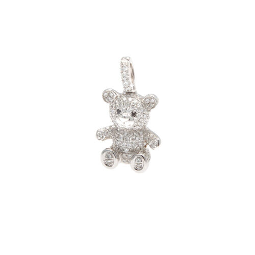 18ct White Gold and Diamond Teddy Bear Pendant