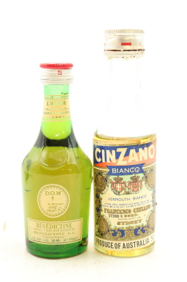 (1) Dom Benedictine & Cinzano Vermouth Bianco Miniatures, 2 Bottles Sold as One Lot