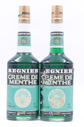 (2) Regnier Creme de Menthe produced by Cointreau c1980s