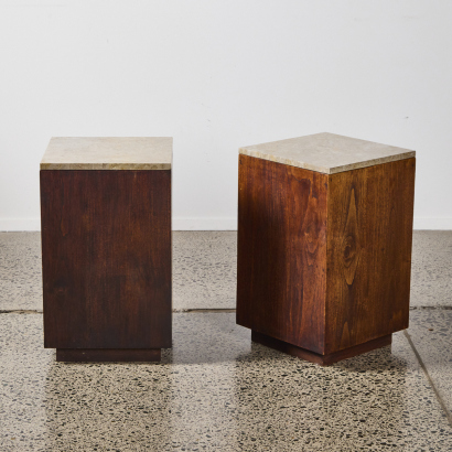 A Pair Of Marble Topped Side Tables