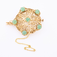 14ct Yellow Gold, Estate Aventurine Set, Filigree Brooch/Pendant