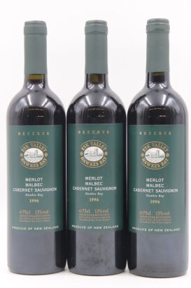 (3) 1996 Esk Valley Reserve Merlot Malbec Cabernet, Hawkes Bay