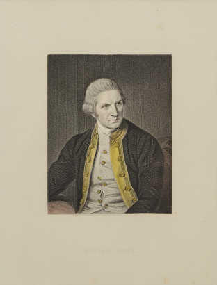 A Hand-Coloured Lithograph of Captain Cook