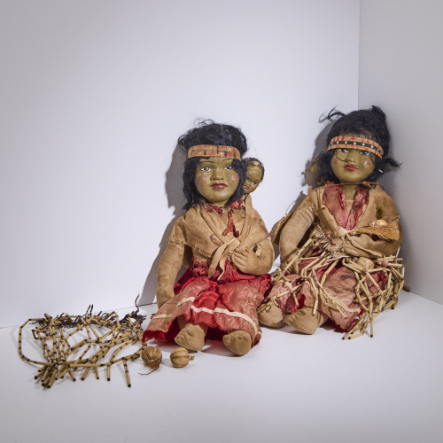 A Pair of Dolls in Traditional Maori Clothing