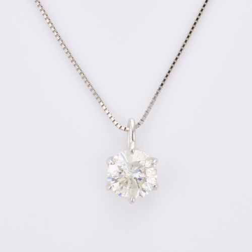 Platinum, Modern, 1.03ct Solitaire Pendant on Platinum Chain