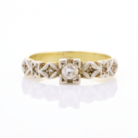 14ct Yellow Gold, Vintage, .16ct Diamond Ring