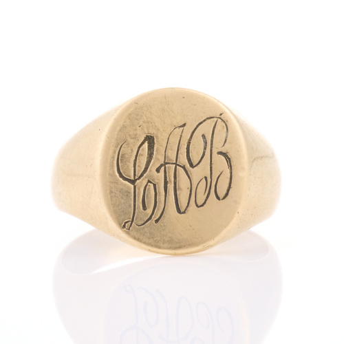 9ct Yellow Gold, Vintage, Signet Ring with Initials