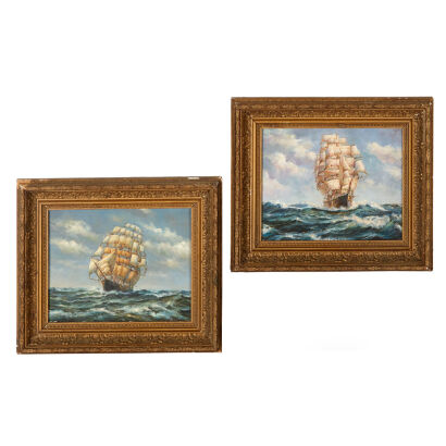 A Pair of Early-20th Century Nautical Paintings