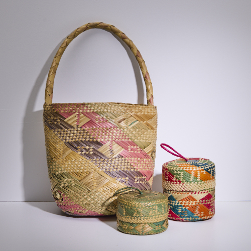 A Collection of Three Hand-Woven Baskets, Pitcairn Islands