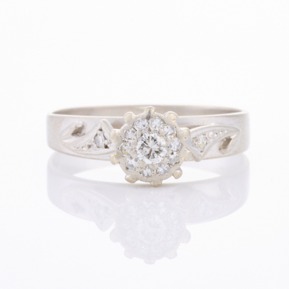 Silver-Palladium, .18ct Diamond Cluster Ring