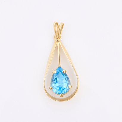 9ct Yellow Gold, Modern, Blue Topaz Pendant